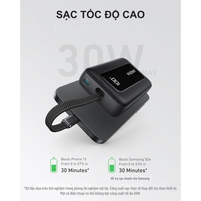 Pin Dự Phòng Anker Zolo 30W 20000mAh A1689 tích hợp cáp type c - <div class="css-146c3p1 r-bcqeeo r-1ttztb7 r-qvutc0 r-37j5jr r-a023e6 r-16dba41 r-1adg3ll r-1b5gpbm r-a8ghvy" dir="ltr"><span class="css-1jxf684 r-bcqeeo r-1ttztb7 r-qvutc0 r-poiln3">Pin Dự Phòng Anker Zolo 30W 20000mAh A1689 là lựa chọn hoàn hảo cho nhu cầu sạc nhanh và tiện lợi. Tích hợp cáp USB-C bền bỉ dài 15.2 cm, sản phẩm hỗ trợ sạc nhanh 30W, đáp ứng tốt cho iPhone, Samsung và nhiều thiết bị khác. Với dung lượng lớn 20,000mAh, bạn có thể sạc đầy điện thoại nhiều lần. Công nghệ ActiveShield 2.0 đảm bảo an toàn tối ưu khi sử dụng.</span></div>