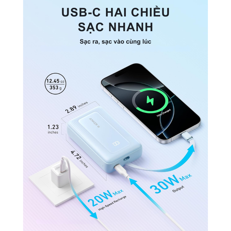 Pin Dự Phòng Anker Zolo 30W 20000mAh A1689 tích hợp cáp type c - <div class="css-146c3p1 r-bcqeeo r-1ttztb7 r-qvutc0 r-37j5jr r-a023e6 r-16dba41 r-1adg3ll r-1b5gpbm r-a8ghvy" dir="ltr"><span class="css-1jxf684 r-bcqeeo r-1ttztb7 r-qvutc0 r-poiln3">Pin Dự Phòng Anker Zolo 30W 20000mAh A1689 là lựa chọn hoàn hảo cho nhu cầu sạc nhanh và tiện lợi. Tích hợp cáp USB-C bền bỉ dài 15.2 cm, sản phẩm hỗ trợ sạc nhanh 30W, đáp ứng tốt cho iPhone, Samsung và nhiều thiết bị khác. Với dung lượng lớn 20,000mAh, bạn có thể sạc đầy điện thoại nhiều lần. Công nghệ ActiveShield 2.0 đảm bảo an toàn tối ưu khi sử dụng.</span></div>