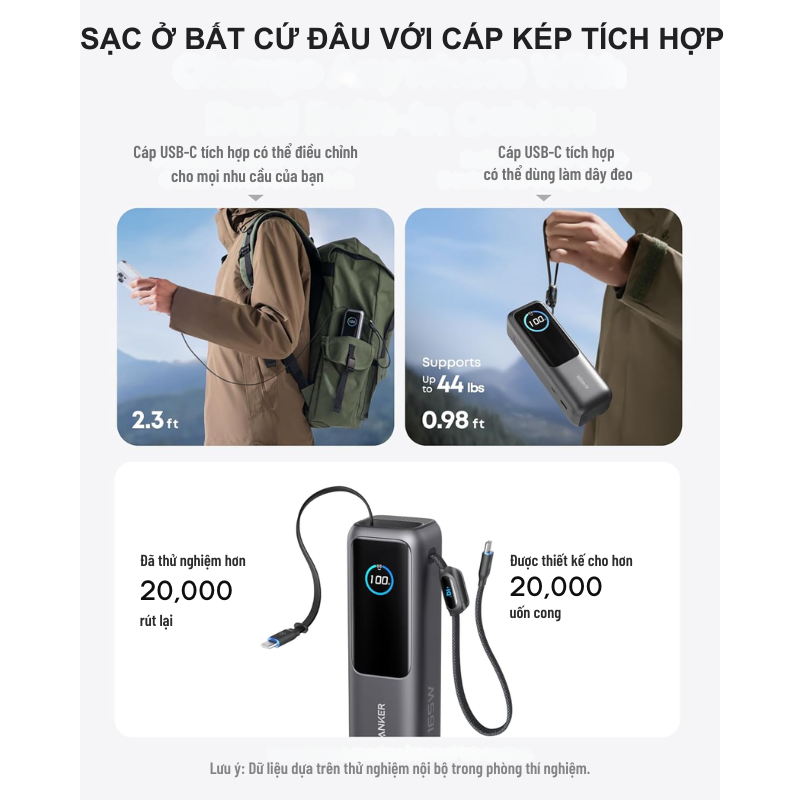 Pin dự phòng Anker Zolo Power Bank 25000mAh A1695 công suất 165W có cáp USB-C tích hợp có thể thu gọn - <div class="css-146c3p1 r-bcqeeo r-1ttztb7 r-qvutc0 r-37j5jr r-a023e6 r-16dba41 r-1adg3ll r-1b5gpbm r-a8ghvy" dir="ltr"><span class="css-1jxf684 r-bcqeeo r-1ttztb7 r-qvutc0 r-poiln3">Pin dự phòng Anker Zolo Power Bank 25000mAh A1695 mang đến công suất mạnh mẽ 165W, tích hợp cáp USB-C thu gọn tiện lợi. Với dung lượng lớn, thiết kế nhỏ gọn và khả năng sạc nhanh 100W, đây là lựa chọn lý tưởng cho người dùng đa nhiệm. Sản phẩm hỗ trợ sạc đồng thời 4 thiết bị qua cáp tích hợp, cổng USB-C và USB-A. Màn hình hiển thị thông minh giúp theo dõi trạng thái pin dễ dàng.</span></div>