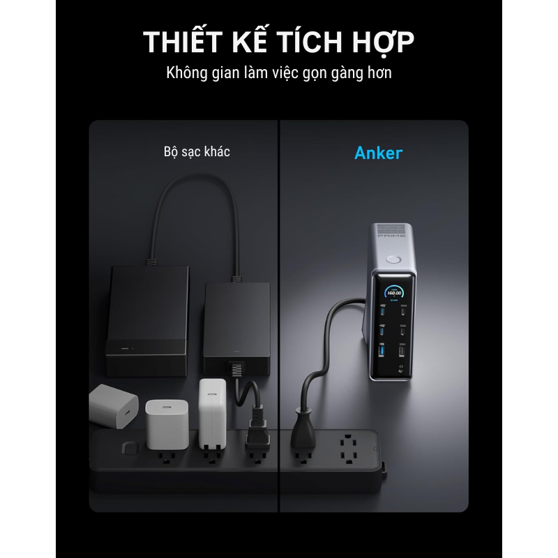 Trạm sạc Anker Prime A83B6 160W 14 in 1 - <div class="css-146c3p1 r-bcqeeo r-1ttztb7 r-qvutc0 r-37j5jr r-a023e6 r-16dba41 r-1adg3ll r-1b5gpbm r-a8ghvy" dir="ltr"><span class="css-1jxf684 r-bcqeeo r-1ttztb7 r-qvutc0 r-poiln3">Trạm sạc Anker Prime A83B6 160W 14 trong 1 tích hợp 4 cổng USB-C, 5 USB-A, 2 HDMI, Ethernet và audio, hỗ trợ sạc nhanh 100W mỗi cổng USB-C. Thiết kế nhỏ gọn với màn hình thông minh, sạc cùng lúc 4 thiết bị và hiển thị kép 4K. Công nghệ GaN và ActiveShield™ 2.0 đảm bảo hiệu suất cao, an toàn tối ưu.</span></div>