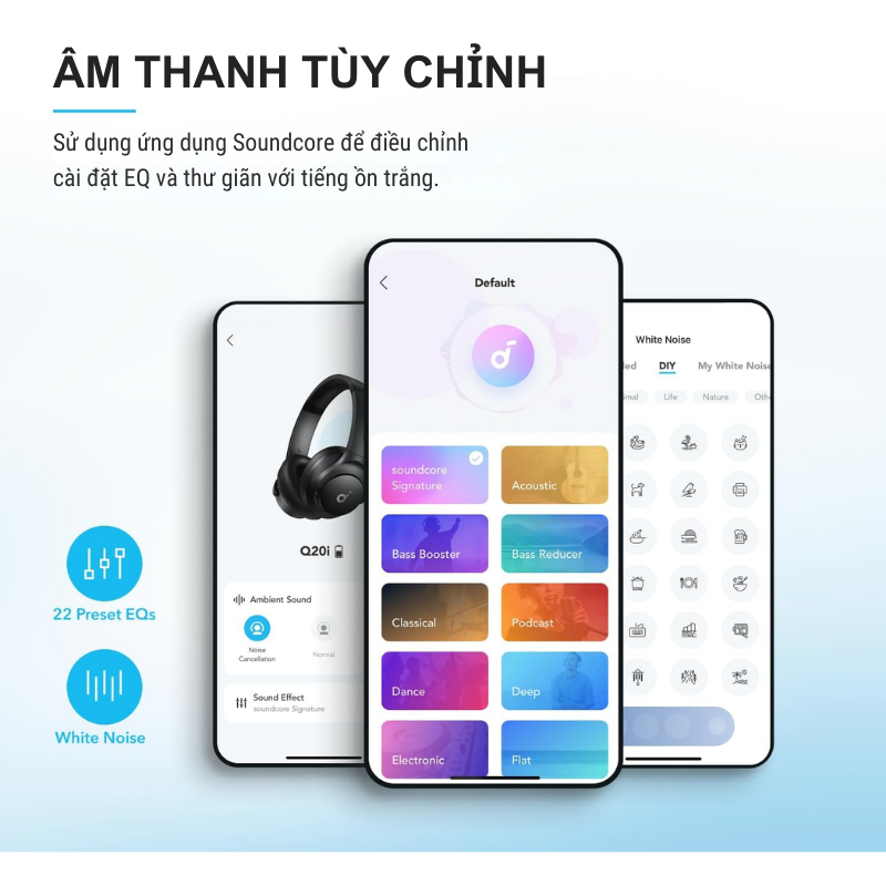 Anker A3004 - Tai nghe Bluetooth chụp tai Anker soundcore Q20i - <div class="css-146c3p1 r-bcqeeo r-1ttztb7 r-qvutc0 r-37j5jr r-a023e6 r-16dba41 r-1adg3ll r-1b5gpbm r-a8ghvy" dir="ltr"><span class="css-1jxf684 r-bcqeeo r-1ttztb7 r-qvutc0 r-poiln3">Tai nghe Bluetooth chụp tai Anker A3004 Soundcore Q20i mang đến âm thanh Hi-Res với công nghệ khử tiếng ồn chủ động hybrid, giảm tới 90% tiếng ồn. Thời lượng pin lên đến 60 giờ (ANC tắt) và sạc nhanh 5 phút cho 4 giờ sử dụng. Thiết kế gập gọn, nhẹ, cùng ứng dụng Soundcore tùy chỉnh âm thanh, lý tưởng cho du lịch và giải trí.</span></div>