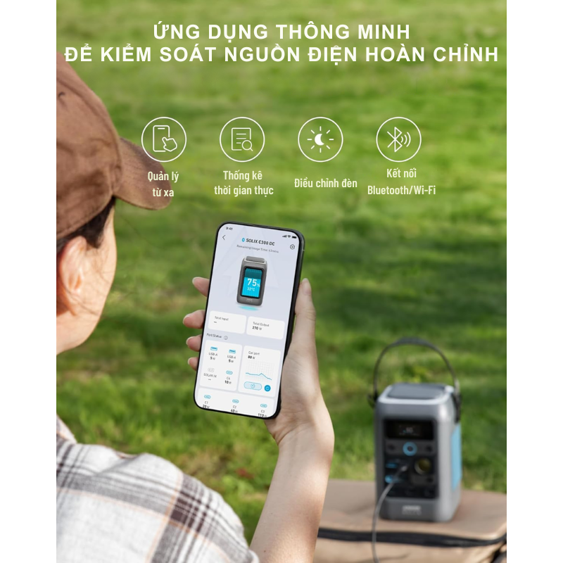Trạm sạc di động Anker SOLIX C300 DC - 90,000mAh 288Wh | 300W, hỗ trợ PD 3.1, kết nối Bluetooth hoặc Wifi, Mẫu 2024 Trạm sạc di động Anker SOLIX C300 DC - 90,000mAh 288Wh | 300W, hỗ trợ PD 3.1, kết nối Bluetooth hoặc Wifi, Mẫu 2024 - <div class="css-146c3p1 r-bcqeeo r-1ttztb7 r-qvutc0 r-37j5jr r-a023e6 r-16dba41 r-1adg3ll r-1b5gpbm r-a8ghvy" dir="ltr"><span class="css-1jxf684 r-bcqeeo r-1ttztb7 r-qvutc0 r-poiln3">Trạm sạc di động Anker SOLIX C300 DC 2024 sở hữu dung lượng 90,000mAh (288Wh) và công suất 300W, hỗ trợ sạc nhanh PD 3.1 với cổng USB-C 140W hai chiều. Thiết kế nhỏ gọn, tích hợp kết nối Bluetooth/Wifi qua ứng dụng Anker, lý tưởng cho cắm trại, du lịch hay dự phòng khẩn cấp. Sạc nhanh 80% trong 1 giờ và tương thích năng lượng mặt trời 100W.</span></div>