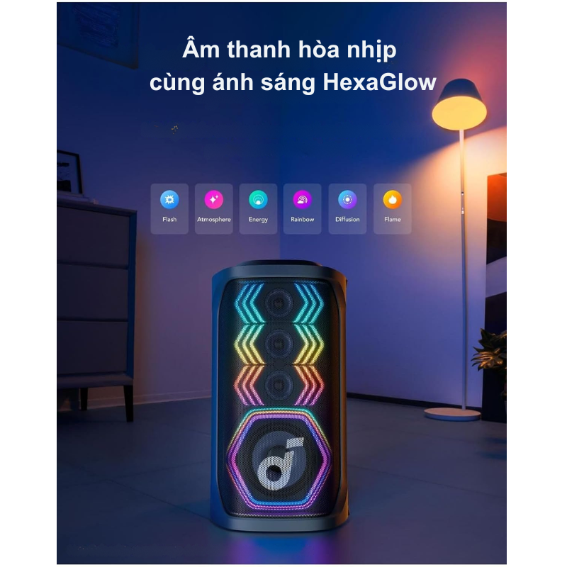 Loa Bluetooth karaoke party Soundcore Rave 3 công suất 160W kèm 2 mic không dây - A31A3 - <div class="css-146c3p1 r-bcqeeo r-1ttztb7 r-qvutc0 r-37j5jr r-a023e6 r-16dba41 r-1adg3ll r-1b5gpbm r-a8ghvy" dir="ltr"><span class="css-1jxf684 r-bcqeeo r-1ttztb7 r-qvutc0 r-poiln3">Loa Bluetooth Soundcore Rave 3 (A31A3) công suất 160W, đi kèm 2 micro không dây, tích hợp AI loại bỏ giọng hát cho karaoke tức thì. Âm thanh không gian, đèn HexaGlow đồng bộ nhạc, pin 12 giờ, chống nước IPX4. Tùy chỉnh EQ qua ứng dụng Soundcore, lý tưởng cho tiệc tùng và giải trí tại gia.</span></div>