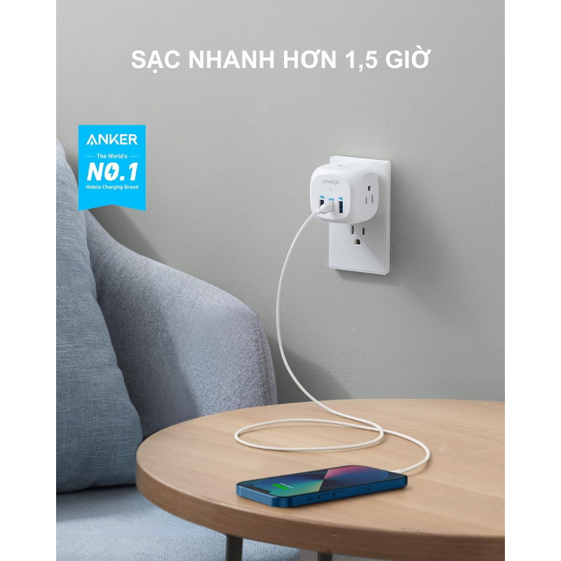 Anker 9231 - Thiết bị mở rộng ổ cắm với 3 ổ cắm và sạc USB C 20W - <div class="css-146c3p1 r-bcqeeo r-1ttztb7 r-qvutc0 r-37j5jr r-a023e6 r-16dba41 r-1adg3ll r-1b5gpbm r-a8ghvy" dir="ltr"><span class="css-1jxf684 r-bcqeeo r-1ttztb7 r-qvutc0 r-poiln3">Thiết bị mở rộng ổ cắm Anker 9231 với 3 ổ cắm AC, 2 cổng USB-A và 1 cổng USB-C 20W sạc nhanh. Nhỏ gọn, dây nguồn 1.5m, tích hợp 7 điểm bảo vệ an toàn. Công suất tối đa 1875W, lý tưởng cho gia đình, văn phòng hay du lịch.</span></div>