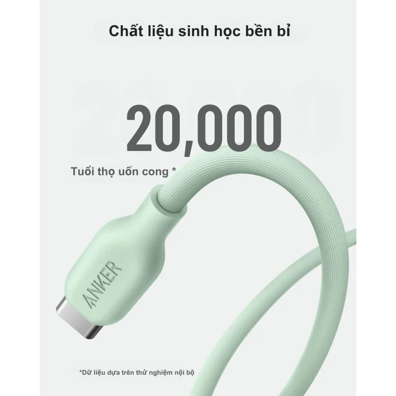 Anker A80F1 - Cáp sạc Anker 544 C to C, dài 0.9m, TPE Bio-Based - <div class="css-146c3p1 r-bcqeeo r-1ttztb7 r-qvutc0 r-37j5jr r-a023e6 r-16dba41 r-1adg3ll r-1b5gpbm r-a8ghvy" dir="ltr"><span class="css-1jxf684 r-bcqeeo r-1ttztb7 r-qvutc0 r-poiln3">Cáp sạc Anker A80F1 (544 C to C) dài 0.9m, chất liệu TPE Bio-Based thân thiện môi trường, được làm từ ngô và mía. Hỗ trợ sạc nhanh công suất tối đa 140W, tương thích với laptop, điện thoại, máy tính bảng USB-C. Độ bền vượt trội với khả năng chịu uốn cong 20.000 lần, đảm bảo sử dụng lâu dài.</span></div>