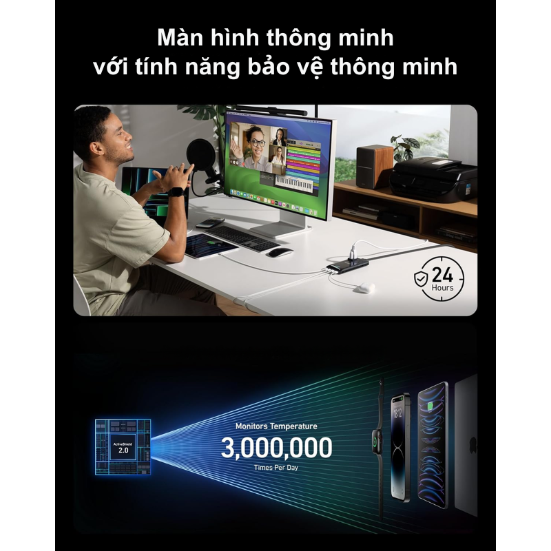 Anker A9128 - Ổ cắm điện sạc nhanh Anker Prime 140W 6-in-1 USB C Charging Station tích smart display - <div class="css-146c3p1 r-bcqeeo r-1ttztb7 r-qvutc0 r-37j5jr r-a023e6 r-16dba41 r-1adg3ll r-1b5gpbm r-a8ghvy" dir="ltr"><span class="css-1jxf684 r-bcqeeo r-1ttztb7 r-qvutc0 r-poiln3">Ổ cắm điện sạc nhanh Anker Prime 140W 6-in-1 USB C Charging Station (A9128) tích hợp 2 ổ AC, 2 cổng USB-C, 2 cổng USB-A, công suất tối đa 140W. Màn hình thông minh hiển thị trạng thái sạc, công nghệ GaNPrime sạc nhanh, dây nguồn 1.5m tháo rời. Gọn nhẹ, an toàn, lý tưởng cho công việc và du lịch.</span></div>