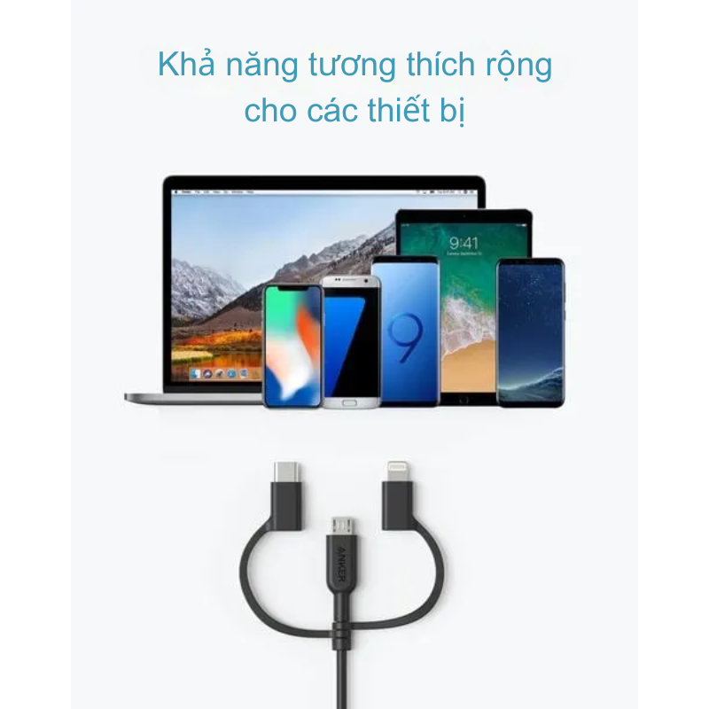 Anker A8436 - Cáp sạc Anker Powerline II 0.9M 3 in 1 (Lightning-Type C-Micro USB) - <div class="css-146c3p1 r-bcqeeo r-1ttztb7 r-qvutc0 r-37j5jr r-a023e6 r-16dba41 r-1adg3ll r-1b5gpbm r-a8ghvy" dir="ltr"><span class="css-1jxf684 r-bcqeeo r-1ttztb7 r-qvutc0 r-poiln3">Cáp sạc Anker A8436 Powerline II 0.9M 3 trong 1 là giải pháp tiện lợi với ba đầu nối Lightning, USB-C và Micro USB, tương thích đa dạng thiết bị. Sản phẩm nổi bật với độ bền vượt trội, chịu được hơn 12.000 lần uốn cong và tốc độ sạc nhanh nhờ chứng nhận MFi từ Apple. Thiết kế nhỏ gọn, dài 0.9m, dễ dàng mang theo mọi lúc mọi nơi.</span></div>