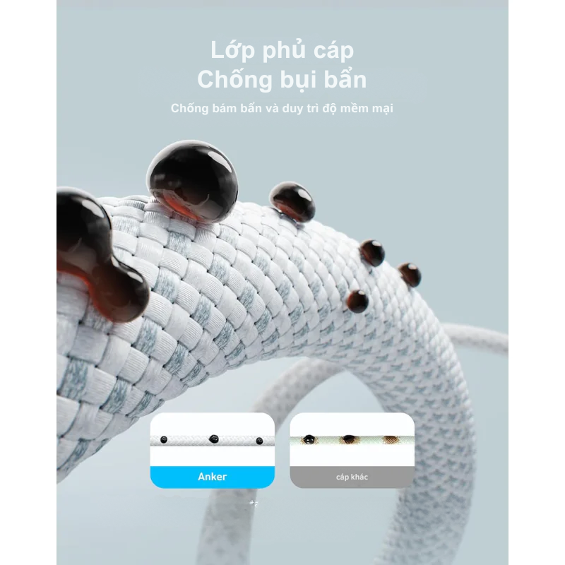 Cáp Dù Anker Zolo C To C 240w A8060 dài 1m Chống Bám Bẩn - Cáp Dù Anker Zolo C to C 240W A8060 dài 1m là lựa chọn hoàn hảo cho nhu cầu sạc nhanh và truyền dữ liệu. Với công suất sạc siêu tốc 240W, thiết kế chống bám bẩn và độ bền vượt trội, sản phẩm đáp ứng tốt cho các thiết bị công suất cao. Lớp bện nylon cao cấp kết hợp đầu nối mỏng 5,8mm mang lại trải nghiệm sử dụng tiện lợi, bền bỉ.