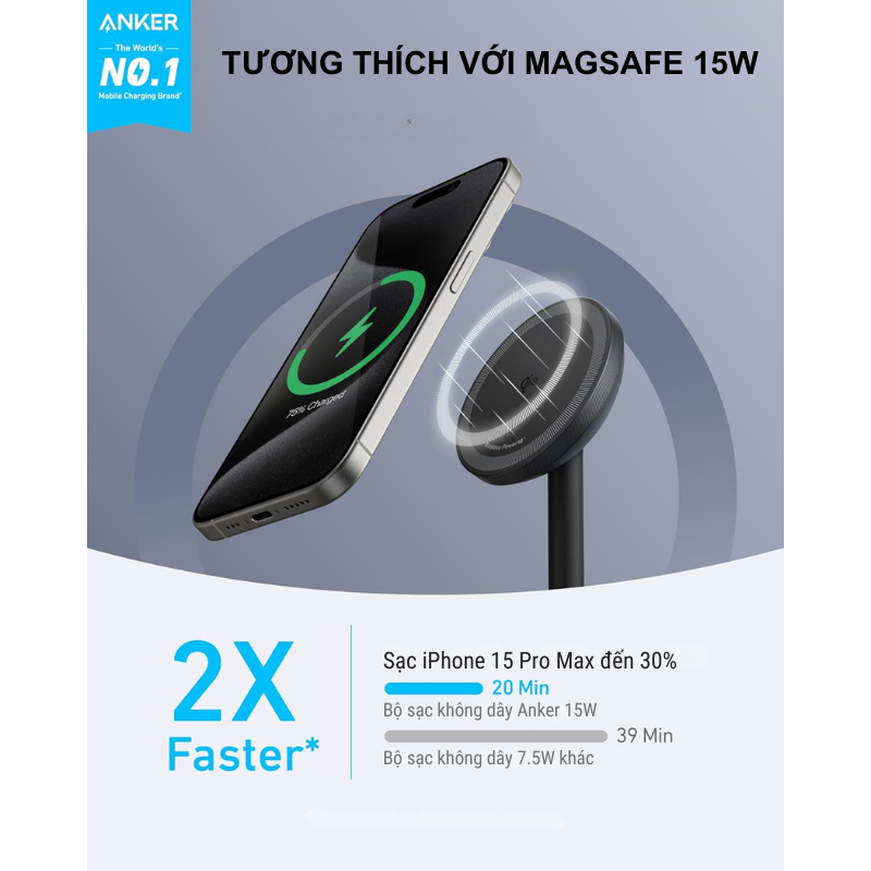 Đế sạc không dây Anker Qi2 A25X1, công suất 15W - <div class="css-146c3p1 r-bcqeeo r-1ttztb7 r-qvutc0 r-37j5jr r-a023e6 r-16dba41 r-1adg3ll r-1b5gpbm r-a8ghvy" dir="ltr"><span class="css-1jxf684 r-bcqeeo r-1ttztb7 r-qvutc0 r-poiln3">Đế sạc không dây Anker Qi2 A25X1 mang đến trải nghiệm sạc nhanh 15W với công nghệ Qi2 tiên tiến, tương thích MagSafe. Thiết kế xoay 360° linh hoạt cùng góc nghiêng điều chỉnh giúp tối ưu hóa góc nhìn. Sản phẩm tích hợp vật liệu nhôm dẫn nhiệt cao, đảm bảo hiệu suất sạc ổn định và an toàn.</span></div>