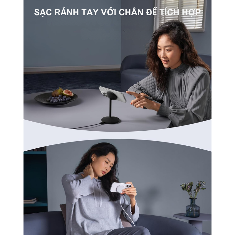Đế sạc không dây Anker Qi2 A25X1, công suất 15W - <div class="css-146c3p1 r-bcqeeo r-1ttztb7 r-qvutc0 r-37j5jr r-a023e6 r-16dba41 r-1adg3ll r-1b5gpbm r-a8ghvy" dir="ltr"><span class="css-1jxf684 r-bcqeeo r-1ttztb7 r-qvutc0 r-poiln3">Đế sạc không dây Anker Qi2 A25X1 mang đến trải nghiệm sạc nhanh 15W với công nghệ Qi2 tiên tiến, tương thích MagSafe. Thiết kế xoay 360° linh hoạt cùng góc nghiêng điều chỉnh giúp tối ưu hóa góc nhìn. Sản phẩm tích hợp vật liệu nhôm dẫn nhiệt cao, đảm bảo hiệu suất sạc ổn định và an toàn.</span></div>