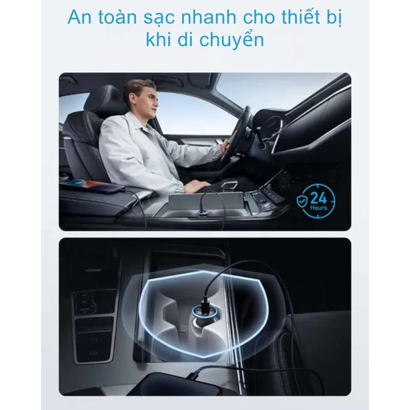Anker A2735 - Tẩu sạc ô tô Anker 2 Cổng 52.5W - Tẩu sạc ô tô Anker A2735 mang đến khả năng sạc nhanh vượt trội với tổng công suất 52.5W, tích hợp 2 cổng USB-C và USB-A. Công nghệ PowerIQ 3.0 giúp sạc iPhone 14 Pro lên 50% trong 25 phút hoặc Samsung S23 trong 27 phút. Thiết kế nhỏ gọn, tương thích đa dạng thiết bị, đảm bảo an toàn với ActiveShield 2.0.