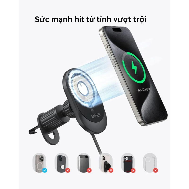 Anker B2932 - Bộ sạc nhanh ô tô không dây Anker MagGo, công nghệ Qi2 15W, điều chỉnh 360%, phiên bản 2024 - Bộ sạc nhanh ô tô không dây<a href="https://ankervietnam.vn/anker-b2932-bo-sac-nhanh-o-to-khong-day-anker-maggo-cong-nghe-qi2-15w-dieu-chinh-360-phien-ban-2024"> Anker B2932</a> 2024 tích hợp công nghệ Qi2, cung cấp công suất 15W vượt trội. Thiết kế điều chỉnh 360° linh hoạt cùng đế từ tính mạnh mẽ đảm bảo giữ chắc điện thoại trên mọi địa hình. Sản phẩm đi kèm cáp USB-C 5 ft và bộ chuyển đổi 25W tiện lợi.