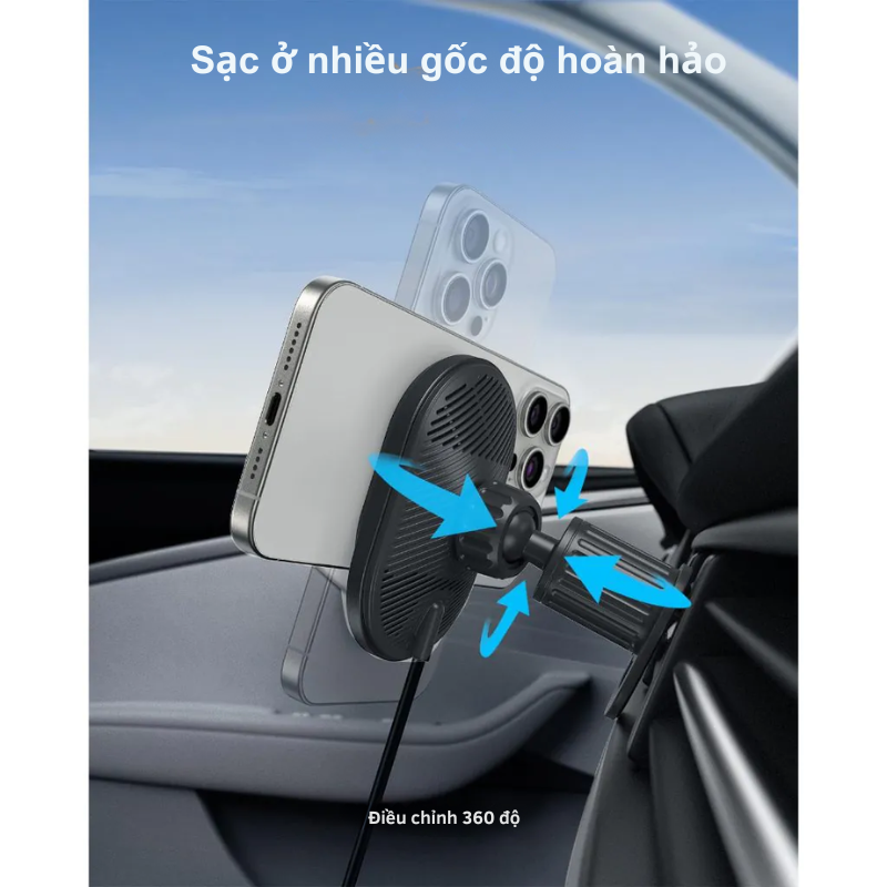 Anker B2932 - Bộ sạc nhanh ô tô không dây Anker MagGo, công nghệ Qi2 15W, điều chỉnh 360%, phiên bản 2024 - Bộ sạc nhanh ô tô không dây<a href="https://ankervietnam.vn/anker-b2932-bo-sac-nhanh-o-to-khong-day-anker-maggo-cong-nghe-qi2-15w-dieu-chinh-360-phien-ban-2024"> Anker B2932</a> 2024 tích hợp công nghệ Qi2, cung cấp công suất 15W vượt trội. Thiết kế điều chỉnh 360° linh hoạt cùng đế từ tính mạnh mẽ đảm bảo giữ chắc điện thoại trên mọi địa hình. Sản phẩm đi kèm cáp USB-C 5 ft và bộ chuyển đổi 25W tiện lợi.