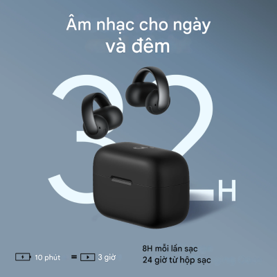 Tai nghe thể thao Anker Soundcore AeroClip A3388 - Thiết Kế Kẹp Tai Thoải Mái, Chống Nước IPX4, Âm Bass Mạnh Mẽ - Trải nghiệm sự tự do và thoải mái tuyệt đối với <strong>tai nghe thể thao Anker Soundcore AeroClip A3388</strong>. Với thiết kế kẹp tai mở độc đáo, sản phẩm mang lại cảm giác dễ chịu suốt ngày dài, lý tưởng cho mọi hoạt động từ tập luyện, chạy bộ đến làm việc. Tận hưởng chất âm vượt trội với âm bass mạnh mẽ được tăng cường bởi công nghệ BassUp độc quyền và màng loa titan 12mm. Chuẩn chống nước IPX4 giúp bạn an tâm luyện tập dưới mọi điều kiện thời tiết. Công nghệ 4 micro tích hợp AI đảm bảo cuộc gọi luôn trong trẻo và rõ ràng, ngay cả trong môi trường ồn ào nhất. Đây chính là người bạn đồng hành không thể thiếu cho phong cách sống năng động của bạn.