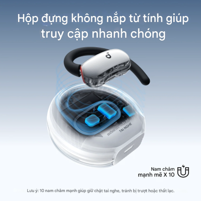 Tai nghe thể thao Anker Soundcore V40i - A3878, thiết kế trong suốt, chống nước IP55, trải nghiệm dễ chịu ấn tượng - <span class="ng-star-inserted">Trải nghiệm âm nhạc đỉnh cao cùng </span><strong class="ng-star-inserted"><span class="ng-star-inserted">Tai nghe thể thao Anker Soundcore V40i - A3878</span></strong><span class="ng-star-inserted">. Với thiết kế open-ear độc đáo, sản phẩm mang lại sự thoải mái vượt trội, giúp bạn vừa thưởng thức âm thanh sống động, vừa nhận biết môi trường xung quanh. Móc tai tùy chỉnh 4 mức độ đảm bảo vừa vặn hoàn hảo cho mọi kích thước tai, trong khi chuẩn chống nước IP55 và công nghệ SweatGuard giúp bạn tự tin vận động trong mọi điều kiện thời tiết. </span><span class="ng-star-inserted">Công nghệ BassUp độc quyền cùng màng loa lớn 16x13mm mang đến âm bass sâu lắng, mạnh mẽ, biến mỗi buổi tập luyện thành một màn trình diễn âm nhạc đầy hứng khởi.</span><span class="ng-star-inserted"> Đàm thoại rõ nét với 4 micro tích hợp AI, đây chính là người bạn đồng hành lý tưởng cho mọi hoạt động thể thao và cuộc sống năng động của bạn.</span>