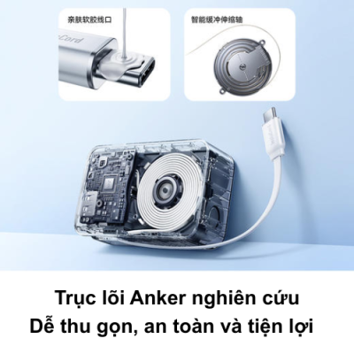 Sạc dự phòng Anker A1638 10000mAh Nhỏ Gọn, Có Dây Kéo 70cm, Hỗ Trợ PPS 2.0 PD, QC 45W - Sạc dự phòng Anker A1638 10000mAh là người bạn đồng hành lý tưởng cho cuộc sống hiện đại, kết hợp hoàn hảo giữa dung lượng vừa đủ và thiết kế siêu tiện lợi. Với dây sạc thò thụt dài 70cm tích hợp, bạn sẽ không bao giờ phải lo lắng về việc mang theo cáp sạc rời. Hỗ trợ công nghệ sạc nhanh PD 45W và PPS 2.0, Anker A1638 đảm bảo các thiết bị của bạn, từ điện thoại đến laptop nhỏ, được nạp đầy năng lượng trong thời gian kỷ lục. Nhỏ gọn, mạnh mẽ và thông minh, Anker A1638 là giải pháp năng lượng di động tối ưu dành cho bạn.
