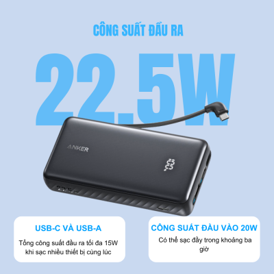 Pin sạc dự phòng Anker Zolo Power Bank 20000mAh - A110E: Nguồn Năng Lượng Cho Mọi Chuyến Đi - Mang theo nguồn năng lượng vô tận với <strong>Pin sạc dự phòng Anker Zolo Power Bank 20000mAh - A110E</strong>. Với dung lượng lớn 20000mAh, pin dự phòng này đảm bảo các thiết bị của bạn luôn được sạc đầy nhiều lần, lý tưởng cho những chuyến đi dài, công tác hay khi không có ổ cắm. Tích hợp công nghệ sạc nhanh và an toàn của Anker, <strong>Anker Zolo Power Bank A110E</strong> tương thích rộng rãi với hầu hết điện thoại, máy tính bảng. Thiết kế bền bỉ, dễ mang theo biến <strong>Pin sạc dự phòng Anker Zolo Power Bank 20000mAh - A110E</strong> thành người bạn đồng hành không thể thiếu, giúp bạn luôn kết nối mọi lúc mọi nơi.
