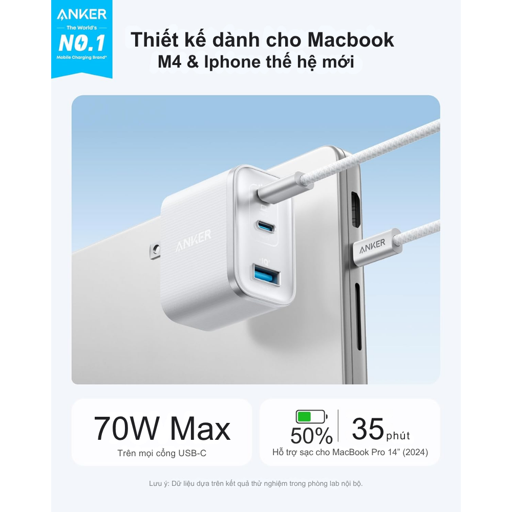 Củ Sạc Nhanh Anker Nano 70W PD A121A Củ Sạc Nhanh Anker Nano 70W PD A121A - Hình ảnh 2