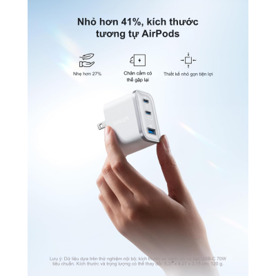 Củ Sạc Nhanh Anker Nano 70W PD A121A Củ Sạc Nhanh Anker Nano 70W PD A121A - Giới thiệu <strong>Anker Nano</strong> A121A – củ sạc nhanh 20W nhỏ gọn nhất từ Anker, mang đến tốc độ sạc vượt trội cho iPhone, iPad, Macbook và các thiết bị USB-C tương thích. Với kích thước siêu nhỏ, bạn có thể dễ dàng mang theo <strong>Anker Nano</strong> mọi lúc mọi nơi mà không chiếm diện tích. Công nghệ Power Delivery (PD) đảm bảo sạc đầy 50% pin iPhone 12/13/14 chỉ trong 30 phút, nhanh hơn gấp 3 lần củ sạc thông thường. An toàn tuyệt đối với công nghệ MultiProtect độc quyền. Nâng cấp trải nghiệm sạc của bạn ngay hôm nay với <strong>Anker Nano.</strong>