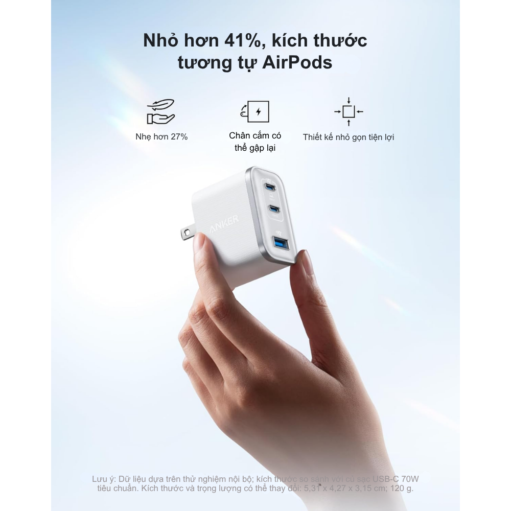 Củ Sạc Nhanh Anker Nano 70W PD A121A Củ Sạc Nhanh Anker Nano 70W PD A121A - Hình ảnh 3