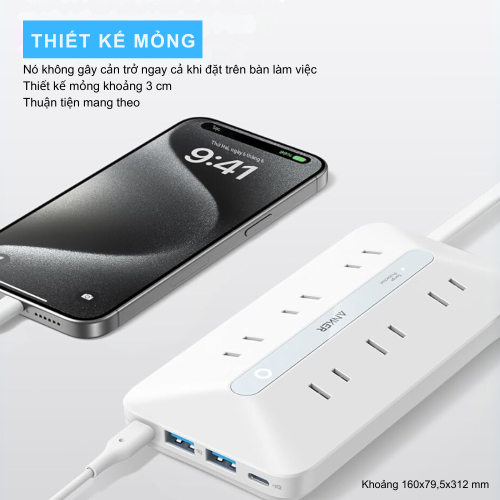 Ổ cắm điện USB Anker 20W 10in1 - A91F2: Trạm Sạc Đa Năng, Bảo Vệ Toàn Diện Cho Mọi Thiết Bị - Hình ảnh 5