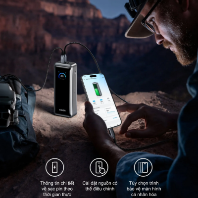Pin Dự Phòng Anker Prime 26000mAh 300W Siêu Nhanh – Anker Prime A110A Chính Hãng Pin Dự Phòng Anker Prime 26000mAh 300W Siêu Nhanh – Anker Prime A110A Chính Hãng - Đánh thức mọi tiềm năng thiết bị của bạn với <strong>Anker Prime A110A</strong> – biểu tượng mới của sức mạnh và công nghệ sạc nhanh. Với dung lượng khổng lồ 26.000mAh và tổng công suất đầu ra đột phá lên tới 300W, sản phẩm này được thiết kế để sạc siêu tốc cho mọi dòng Laptop hiệu năng cao, MacBook Pro và các thiết bị di động mới nhất. <strong>Anker Prime A110A</strong> sở hữu màn hình kỹ thuật số thông minh, hiển thị chi tiết thông số sạc theo thời gian thực và tích hợp kết nối ứng dụng qua Bluetooth để quản lý pin dễ dàng. Được trang bị hệ thống an toàn ActiveShield 2.0 tiên tiến, <strong>Anker Prime A110A</strong> chính là trạm năng lượng di động tối thượng, đảm bảo bạn luôn sẵn sàng cho mọi thử thách công việc và giải trí dù ở bất cứ đâu.