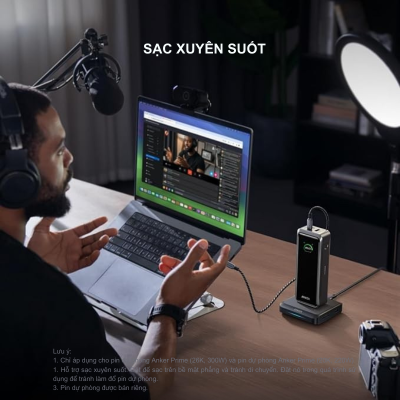 Đế Sạc Nhanh Anker 2C1A 150W Cho Pin Dự Phòng Prime – Anker A1903 Chính Hãng Đế Sạc Nhanh Anker 2C1A 150W Cho Pin Dự Phòng Prime – Anker A1903 Chính Hãng - Nâng tầm trải nghiệm sạc không dây cho pin dự phòng với <strong>Anker A1903</strong>, giải pháp năng lượng "một chạm" đỉnh cao dành cho hệ sinh thái Anker Prime. Với tổng công suất đầu ra ấn tượng lên đến 150W, <strong>Anker A1903</strong> không chỉ là đế sạc tiếp điểm (Pogo pin) giúp nạp đầy lại pin dự phòng trong chớp mắt mà còn hoạt động như một củ sạc bàn đa năng với 2 cổng USB-C và 1 cổng USB-A. Thiết kế nhỏ gọn, tinh tế của <strong>Anker A1903</strong> giúp tối ưu hóa không gian làm việc, loại bỏ sự rườm rà của dây cáp. Được trang bị công nghệ GaN tiên tiến và hệ thống an toàn đa lớp, đây là phụ kiện không thể thiếu để duy trì năng lượng cho cả Laptop, điện thoại và pin dự phòng của bạn mọi lúc mọi nơi.