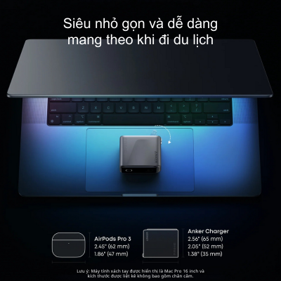 Củ Sạc Nhanh Anker Prime 160W 3 Cổng USB-C – Anker Prime A2687 GaN Chính Hãng Củ Sạc Nhanh Anker Prime 160W 3 Cổng USB-C – Anker Prime A2687 GaN Chính Hãng - Trải nghiệm tốc độ sạc vượt giới hạn với <strong>Anker Prime A2687</strong>, củ sạc tường thế hệ mới sở hữu tổng công suất lên đến 160W. Được thiết kế dành cho người dùng chuyên nghiệp, <strong>Anker Prime A2687</strong> trang bị 3 cổng USB-C, cho phép sạc nhanh đồng thời máy tính xách tay, máy tính bảng và điện thoại thông minh. Ứng dụng công nghệ GaNPrime™ độc quyền và hệ thống an toàn ActiveShield™ 2.0, sản phẩm không chỉ nhỏ gọn hơn 50% so với bộ sạc truyền thống mà còn đảm bảo an toàn tuyệt đối. Với khả năng sạc MacBook Pro 16 inch lên 50% chỉ trong 28 phút, <strong>Anker Prime A2687</strong> chính là giải pháp năng lượng tối thượng cho mọi hành trình của bạn.