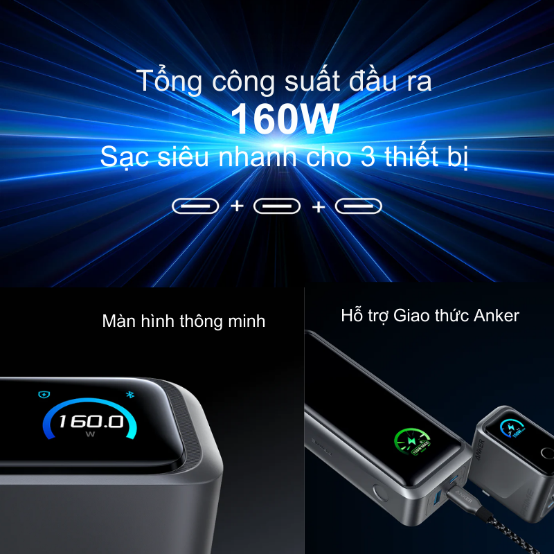 Củ Sạc Nhanh Anker Prime 160W 3 Cổng USB-C – Anker Prime A2687 GaN Chính Hãng Củ Sạc Nhanh Anker Prime 160W 3 Cổng USB-C – Anker Prime A2687 GaN Chính Hãng - Hình ảnh 7