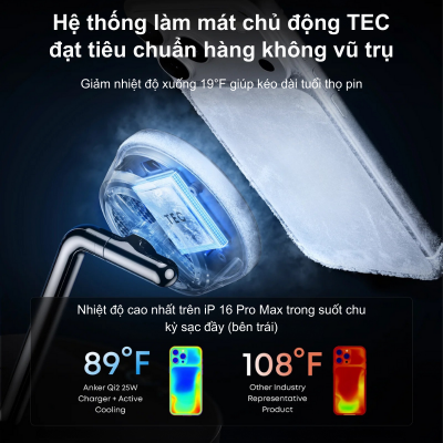 Trạm Sạc Không Dây 3-in-1 Anker Prime B25X7 MagGo Qi2 15W Kèm Tản Nhiệt AirCool – Chính Hãng Trạm Sạc Không Dây 3-in-1 Anker Prime B25X7 MagGo Qi2 15W Kèm Tản Nhiệt AirCool – Chính Hãng - Nâng tầm không gian làm việc của bạn với <strong>Anker Prime B25X7</strong> – trạm sạc không dây 3-trong-1 thế hệ mới đạt chuẩn Qi2 tiên tiến nhất. Được thiết kế dành riêng cho hệ sinh thái Apple, <strong>Anker Prime B25X7</strong> cung cấp khả năng sạc nhanh không dây 15W cho iPhone, sạc nhanh cho Apple Watch và AirPods cùng lúc. Điểm đột phá của sản phẩm nằm ở công nghệ tản nhiệt thông minh AirCool, giúp duy trì tốc độ sạc ổn định mà không gây nóng máy. Với thiết kế Dock Stand gập gọn linh hoạt và lực hút nam châm siêu mạnh, <strong>Anker Prime B25X7</strong> không chỉ là một thiết bị nạp năng lượng mà còn là món phụ kiện công nghệ sang trọng, giúp bàn làm việc của bạn luôn gọn gàng và hiện đại.