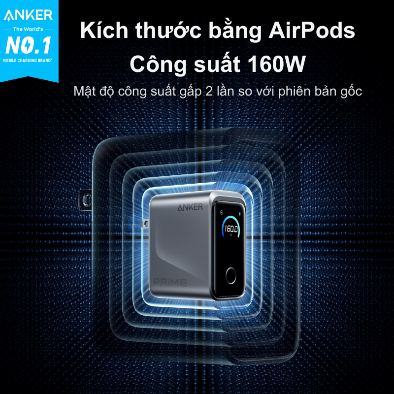 Củ sạc Anker Prime A2687 (160W, 3 Cổng, Màn hình thông minh) – Sạc nhanh đỉnh cao Củ sạc Anker Prime A2687 (160W, 3 Cổng, Màn hình thông minh) – Sạc nhanh đỉnh cao - Hình ảnh 2