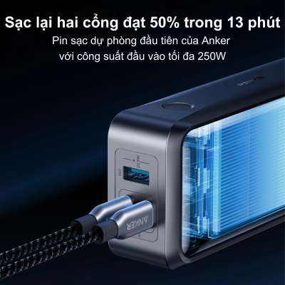 Sạc dự phòng Anker Prime A110A (26000mAh, 300W) – Năng lượng mạnh mẽ, sạc siêu tốc Sạc dự phòng Anker Prime A110A (26000mAh, 300W) – Năng lượng mạnh mẽ, sạc siêu tốc - Trải nghiệm sức mạnh sạc vượt trội với Sạc dự phòng <strong>Anker Prime</strong> (26000mAh, 300W). Đây là ngân hàng năng lượng di động tối thượng, được thiết kế để cấp nguồn cho laptop, điện thoại và các thiết bị khác với tốc độ đáng kinh ngạc. Với dung lượng 26000mAh và tổng công suất đầu ra 300W qua 2 cổng USB-C và 1 cổng USB-A, <strong>Anker Prime</strong> đảm bảo mọi thiết bị của bạn luôn đầy pin. Kích thước nhỏ gọn, màn hình thông minh và khả năng sạc nhanh chóng biến <strong>Anker Prime</strong> thành người bạn đồng hành lý tưởng cho công việc, du lịch và mọi nhu cầu năng lượng hàng ngày. Nâng tầm trải nghiệm sạc của bạn với <strong>Anker Prime</strong>!