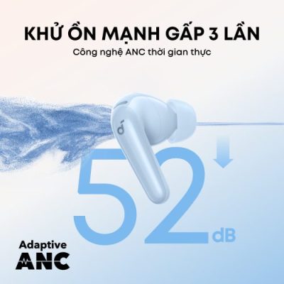 Tai nghe Bluetooth Anker Soundcore R60i NC – Chống Ồn Chủ Động 52dB, Âm Thanh Hi-Res LDAC, Pin 50 Giờ, Case Kiêm Giá Đỡ Tai nghe Bluetooth Anker Soundcore R60i NC – Chống Ồn Chủ Động 52dB, Âm Thanh Hi-Res LDAC, Pin 50 Giờ, Case Kiêm Giá Đỡ - Tai nghe Bluetooth Anker Soundcore <strong>R60i NC</strong> là sự lựa chọn hoàn hảo cho những tín đồ âm thanh yêu thích sự tiện lợi và chất lượng đỉnh cao. Nổi bật với công nghệ chống ồn chủ động thích ứng (Adaptive ANC) lên đến 52dB, <strong>R60i NC</strong> giúp loại bỏ tạp âm môi trường hiệu quả, mang lại không gian nghe nhạc tĩnh lặng tuyệt đối. Sản phẩm được trang bị driver 11mm phủ titan cùng chuẩn Hi-Res Audio Wireless hỗ trợ codec LDAC, tái tạo âm thanh chi tiết gấp 3 lần so với tai nghe thường. Điểm đặc biệt của <strong>R60i NC</strong> nằm ở hộp sạc thông minh kiêm giá đỡ điện thoại 2-trong-1, cực kỳ tiện lợi khi xem phim hay họp online. Với thời lượng pin khủng lên tới 50 giờ và khả năng chống nước IP55, <strong>R60i NC</strong> sẵn sàng đồng hành cùng bạn suốt cả ngày dài năng động.