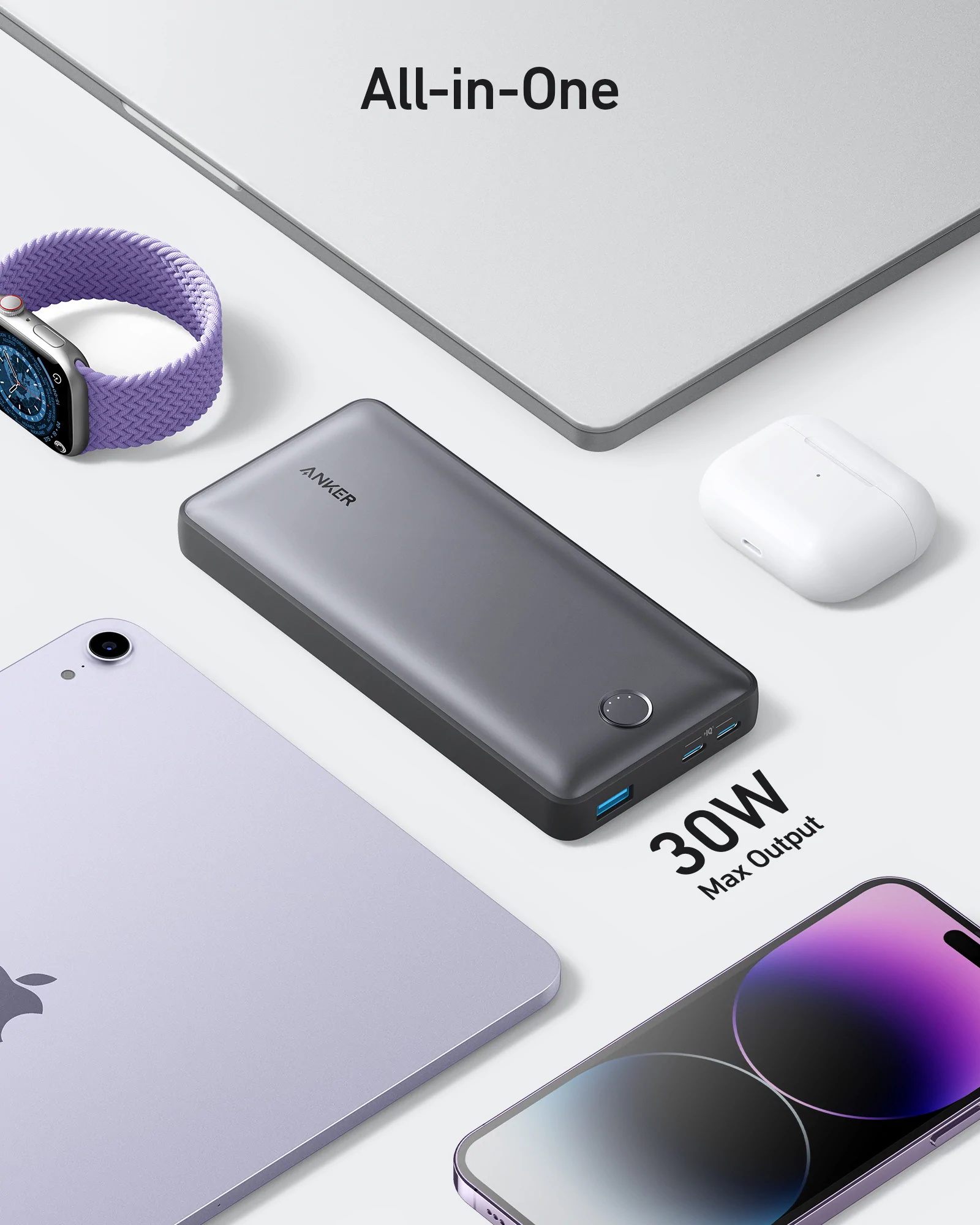 Anker A1366 - Pin sạc dự phòng Anker 535 20.000mAh 30w 3 Cổng 2C1A Anker A1366 - Pin sạc dự phòng Anker 535 20.000mAh 30w 3 Cổng 2C1A - <ul> <li>Model: Anker A1366</li> <li>Dung lượng: 20000 mAh</li> <li>Output Max: 30W</li> <li>2 cổng USB-C, 1 cổng USB-A</li> <li>Trọng lượng: 349g</li> </ul>