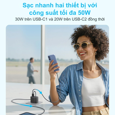Củ Sạc Nhanh Anker Zolo A121E 50W 4 Cổng (2 USB-C, 2 USB-A) – Công Nghệ GaN Siêu Nhỏ Gọn, An Toàn Tuyệt Đối Củ Sạc Nhanh Anker Zolo A121E 50W 4 Cổng (2 USB-C, 2 USB-A) – Công Nghệ GaN Siêu Nhỏ Gọn, An Toàn Tuyệt Đối - <strong>Anker Zolo A121E</strong> là giải pháp sạc tất cả trong một hoàn hảo cho những người dùng sở hữu nhiều thiết bị công nghệ. Với tổng công suất lên đến 50W và thiết kế 4 cổng sạc linh hoạt (bao gồm 2 cổng USB-C và 2 cổng USB-A), <strong>Anker Zolo A121E</strong> cho phép bạn nạp năng lượng đồng thời cho iPhone, iPad, Android và các phụ kiện khác một cách nhanh chóng. Sản phẩm ứng dụng công nghệ vật liệu GaN tiên tiến giúp thu nhỏ kích thước tối đa mà vẫn duy trì hiệu suất chuyển đổi năng lượng cực cao. Dù bạn đang ở văn phòng, tại nhà hay đang đi du lịch, củ sạc <strong>Anker Zolo A121E</strong> luôn đảm bảo sự gọn gàng và ổn định. Hệ thống an toàn ActiveShield được tích hợp giúp bảo vệ thiết bị khỏi quá nhiệt và quá dòng, mang lại sự an tâm tuyệt đối trong suốt quá trình sử dụng.