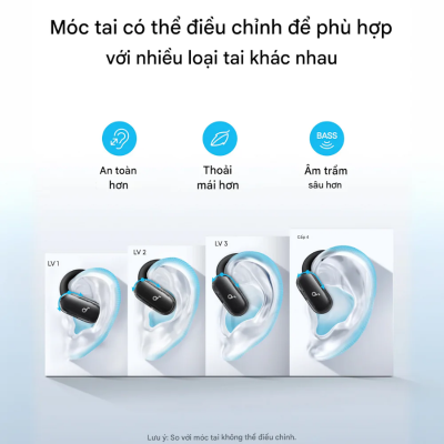 Tai nghe thể thao Open-Ear Anker Soundcore V40i - A3878 | Thiết kế linh hoạt, Âm trầm mạnh mẽ, Pin 21H, Chống nước IP55 Tai nghe thể thao Open-Ear Anker Soundcore V40i - A3878 | Thiết kế linh hoạt, Âm trầm mạnh mẽ, Pin 21H, Chống nước IP55 - <strong>Tai nghe thể thao Anker Soundcore V40i - A3878</strong> là người bạn đồng hành lý tưởng cho những tín đồ yêu vận động. Với thiết kế Open-Ear độc đáo, <strong>V40i - A3878</strong> giúp bạn vừa thưởng thức âm nhạc đỉnh cao, vừa có thể nhận biết môi trường xung quanh, đảm bảo an toàn tuyệt đối khi tập luyện ngoài trời. Sản phẩm <strong>V40i - A3878</strong> sở hữu móc tai mềm mại, có khả năng điều chỉnh linh hoạt giúp ôm sát vành tai mà không gây cảm giác đau nhức hay bí bách. Được trang bị màng loa lớn 14.2mm kết hợp cùng công nghệ BassUp, <strong>V40i - A3878</strong> mang đến dải âm trầm uy lực, thúc đẩy tinh thần tập luyện của bạn lên tầm cao mới. Với khả năng chống nước IPX5 và tổng thời lượng pin lên đến 21 giờ, đây chính là sự lựa chọn không thể bỏ qua cho mọi hành trình chinh phục thử thách.