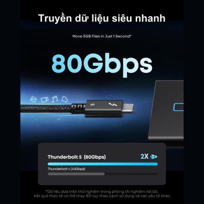 Cáp Thunderbolt 5 Anker A84N1 240W 80Gbps – Hỗ Trợ Xuất Hình 8K, Truyền Dữ Liệu Siêu Tốc, Dài 1m - <strong>Anker A84N1</strong> là thế hệ cáp kết nối tiên tiến nhất hiện nay, mang chuẩn công nghệ Thunderbolt 5 đột phá đến gần hơn với người dùng chuyên nghiệp. Với khả năng truyền tải dữ liệu kinh ngạc lên đến 80Gbps (và có thể lên tới 120Gbps với Bandwidth Boost), <strong>Anker A84N1</strong> giúp bạn di chuyển các tệp tin dung lượng lớn chỉ trong vài giây. Không dừng lại ở đó, sợi cáp này còn hỗ trợ công suất sạc tối đa lên tới 240W, đủ sức cung cấp năng lượng cho những chiếc laptop gaming hay workstation mạnh mẽ nhất hiện nay. Với chiều dài 1m lý tưởng, <strong>Anker A84N1</strong> đảm bảo sự gọn gàng cho không gian làm việc trong khi vẫn duy trì hiệu suất xuất hình ảnh vượt trội ở độ phân giải 8K hoặc thiết lập đa màn hình. Đây chính là giải pháp "tất cả trong một" hoàn hảo cho hệ sinh thái công nghệ của bạn.