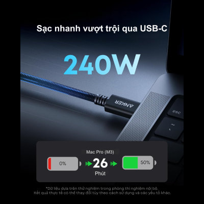 Cáp Thunderbolt 5 Anker A84N1 240W 80Gbps – Hỗ Trợ Xuất Hình 8K, Truyền Dữ Liệu Siêu Tốc, Dài 1m Cáp Thunderbolt 5 Anker A84N1 240W 80Gbps – Hỗ Trợ Xuất Hình 8K, Truyền Dữ Liệu Siêu Tốc, Dài 1m - <strong>Anker A84N1</strong> là thế hệ cáp kết nối tiên tiến nhất hiện nay, mang chuẩn công nghệ Thunderbolt 5 đột phá đến gần hơn với người dùng chuyên nghiệp. Với khả năng truyền tải dữ liệu kinh ngạc lên đến 80Gbps (và có thể lên tới 120Gbps với Bandwidth Boost), <strong>Anker A84N1</strong> giúp bạn di chuyển các tệp tin dung lượng lớn chỉ trong vài giây. Không dừng lại ở đó, sợi cáp này còn hỗ trợ công suất sạc tối đa lên tới 240W, đủ sức cung cấp năng lượng cho những chiếc laptop gaming hay workstation mạnh mẽ nhất hiện nay. Với chiều dài 1m lý tưởng, <strong>Anker A84N1</strong> đảm bảo sự gọn gàng cho không gian làm việc trong khi vẫn duy trì hiệu suất xuất hình ảnh vượt trội ở độ phân giải 8K hoặc thiết lập đa màn hình. Đây chính là giải pháp "tất cả trong một" hoàn hảo cho hệ sinh thái công nghệ của bạn.
