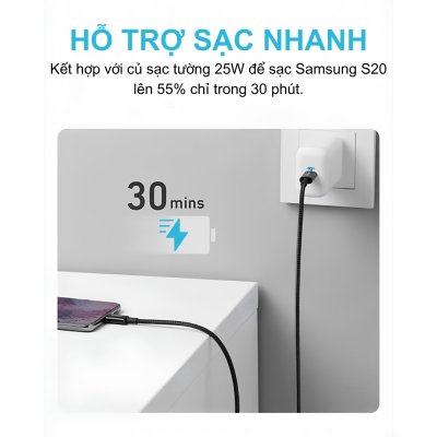 Cáp Sạc Nhanh Anker A8753 - USB-C to USB-C 60W 1.8m, Dây Dù New Nylon Siêu Bền, Màu Đen (Black) – Hàng Chính Hãng - <strong>Anker A8753</strong> là giải pháp kết nối hoàn hảo cho những ai đang tìm kiếm một sợi cáp sạc nhanh, bền bỉ và có độ dài linh hoạt. Với chiều dài lên tới 1.8 mét. <strong>Anker A8753</strong> hỗ trợ công suất sạc tối đa 60W, tương thích rộng rãi. Lớp vỏ New Nylon bện dù kép mang lại độ bền cực cao, chịu được hơn 10.000 lần uốn cong. Ngoài ra, tốc độ truyền dữ liệu 480Mbps giúp việc đồng bộ tài liệu trở nên nhanh chóng và ổn định.