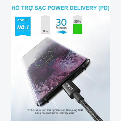 Cáp Sạc Nhanh Anker A8753 - USB-C to USB-C 60W 1.8m, Dây Dù New Nylon Siêu Bền, Màu Đen (Black) – Hàng Chính Hãng Cáp Sạc Nhanh Anker A8753 - USB-C to USB-C 60W 1.8m, Dây Dù New Nylon Siêu Bền, Màu Đen (Black) – Hàng Chính Hãng - <strong>Anker A8753</strong> là giải pháp kết nối hoàn hảo cho những ai đang tìm kiếm một sợi cáp sạc nhanh, bền bỉ và có độ dài linh hoạt. Với chiều dài lên tới 1.8 mét. <strong>Anker A8753</strong> hỗ trợ công suất sạc tối đa 60W, tương thích rộng rãi. Lớp vỏ New Nylon bện dù kép mang lại độ bền cực cao, chịu được hơn 10.000 lần uốn cong. Ngoài ra, tốc độ truyền dữ liệu 480Mbps giúp việc đồng bộ tài liệu trở nên nhanh chóng và ổn định.
