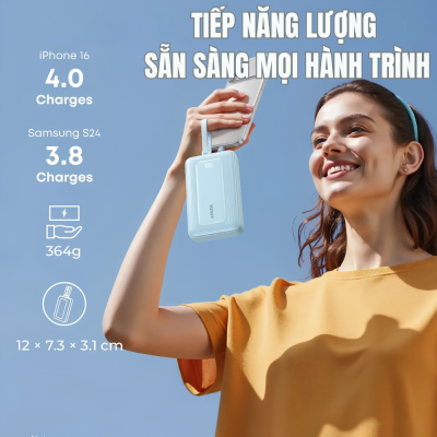 Pin Dự Phòng Anker Zolo 20000mAh 45W - A110M (Tích Hợp Sẵn 2 Cáp USB-C) - Hàng Chính Hãng Pin Dự Phòng Anker Zolo 20000mAh 45W - A110M (Tích Hợp Sẵn 2 Cáp USB-C) - Hàng Chính Hãng - <h2>Pin dự phòng Anker Zolo 20000mAh 45W - <strong>A110M</strong> là trạm sạc di động mạnh mẽ tích hợp sẵn 2 cáp USB-C tiện lợi. Với công suất 45W, <strong>A110M</strong> sạc nhanh hiệu quả cho iPhone, iPad và cả MacBook Air. Dung lượng 20.000mAh cùng cổng USB-A bổ sung cho phép bạn sạc cùng lúc 3 thiết bị trong mọi chuyến đi. Đặc biệt, model <strong>A110M</strong> hỗ trợ đầu vào 30W giúp tái nạp đầy pin chỉ trong 2.5 giờ.</h2>