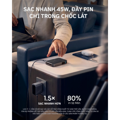 Sạc Dự Phòng Không Dây Anker MagGo 2 Pro A110R - 10000mAh - Qi2.2 - 25W -USB-C PD 45W - Quạt SnapCool Sạc Dự Phòng Không Dây Anker MagGo 2 Pro A110R - 10000mAh - Qi2.2 - 25W -USB-C PD 45W - Quạt SnapCool - <strong>Anker MagGo Power Bank 2 Pro A110R</strong> là pin sạc dự phòng Polymer 10.000mAh cao cấp, nổi bật với sạc không dây Magnetic chuẩn Qi2.2 công suất lên đến 25W và sạc có dây USB-C Power Delivery tối đa 45W. <strong>A110R</strong> được trang bị hệ thống làm mát chủ động bằng quạt kết hợp công nghệ SnapCool và tản nhiệt Graphene 3 lớp, giúp kiểm soát nhiệt độ trong quá trình sạc. Sản phẩm còn có màn hình màu thông minh hiển thị dung lượng pin, công suất đầu ra và chế độ quạt. Với thiết kế nhỏ gọn 220g, <strong>A110R</strong> là lựa chọn tiện lợi cho người dùng smartphone, máy tính bảng và các thiết bị USB-C khi đi làm, du lịch hoặc công tác.